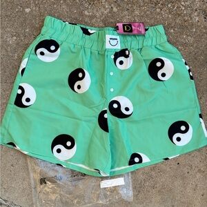 Emy Ave / Burnt Toast Green Yin Yang Boxer Shorts NWT m/l